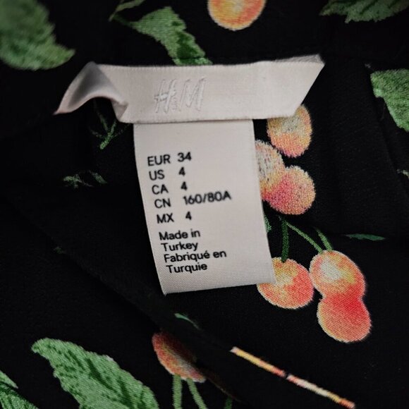 🔥H&M V Neck Sleeveless Retro Cherry Fruit Cut Out Midi Dress - Picture 3 of 10